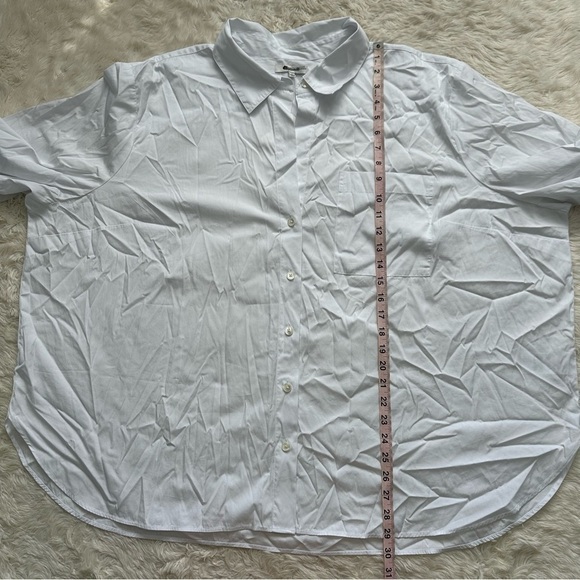 Madewell Top Plus Easy Y-Neck Button-Up Shirt Cotton Eyelet White 3X NWT New - Picture 10 of 12